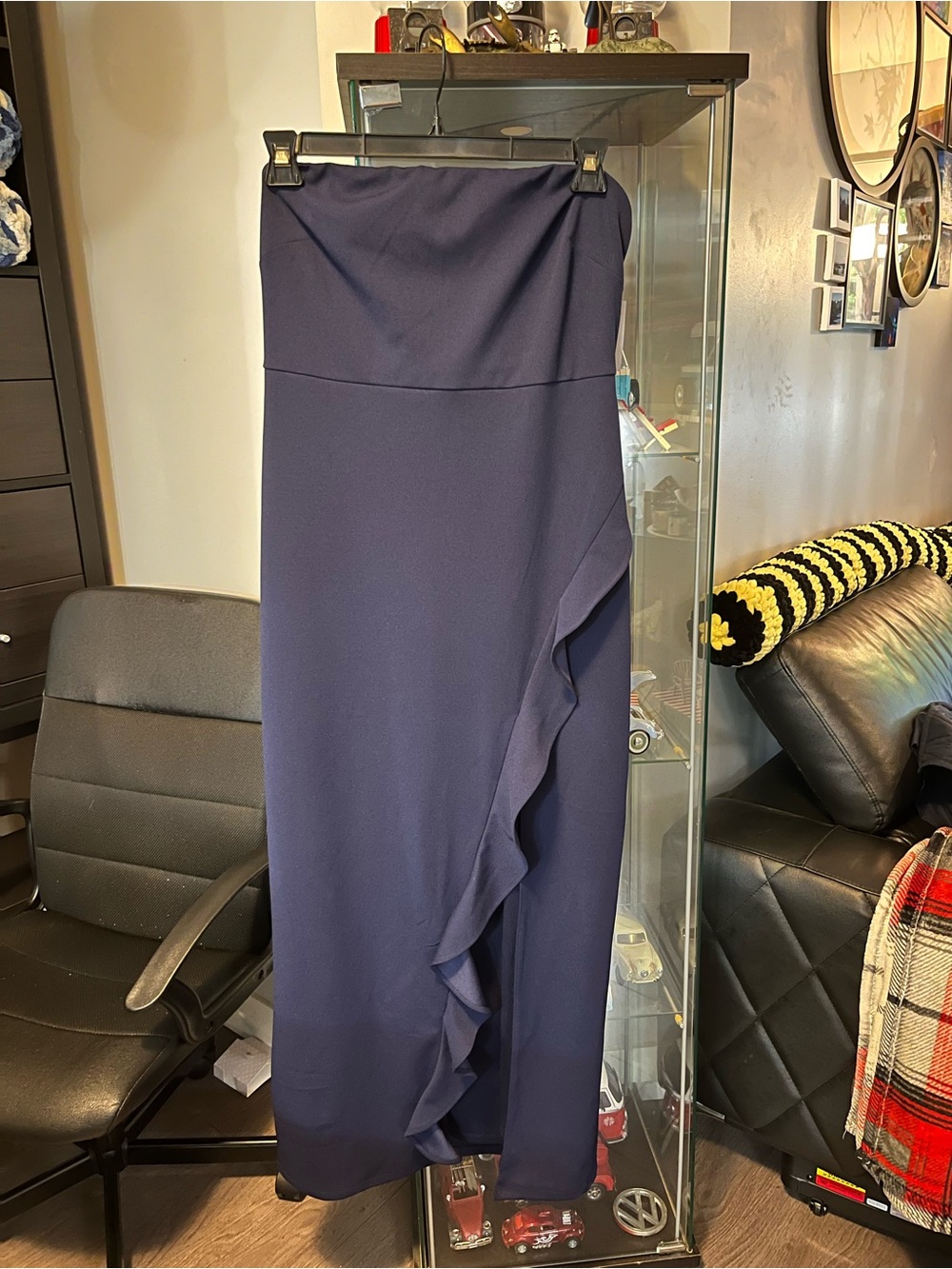 Ricki's Navy Maxi Dress with Ruffle Side
